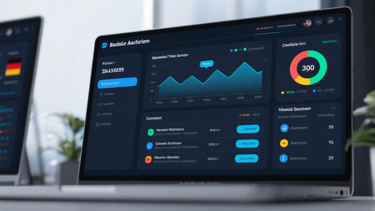 Detailed payroll analytics dashboard with charts highlighting processing time savings and compliance status for medium-sized German enterprises