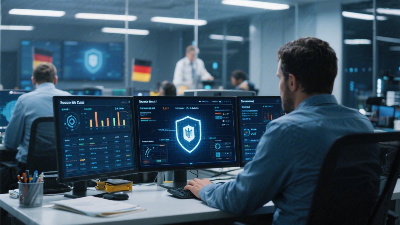 Security operations center monitoring dashboards ensuring compliance and uptime for German payroll cloud infrastructure